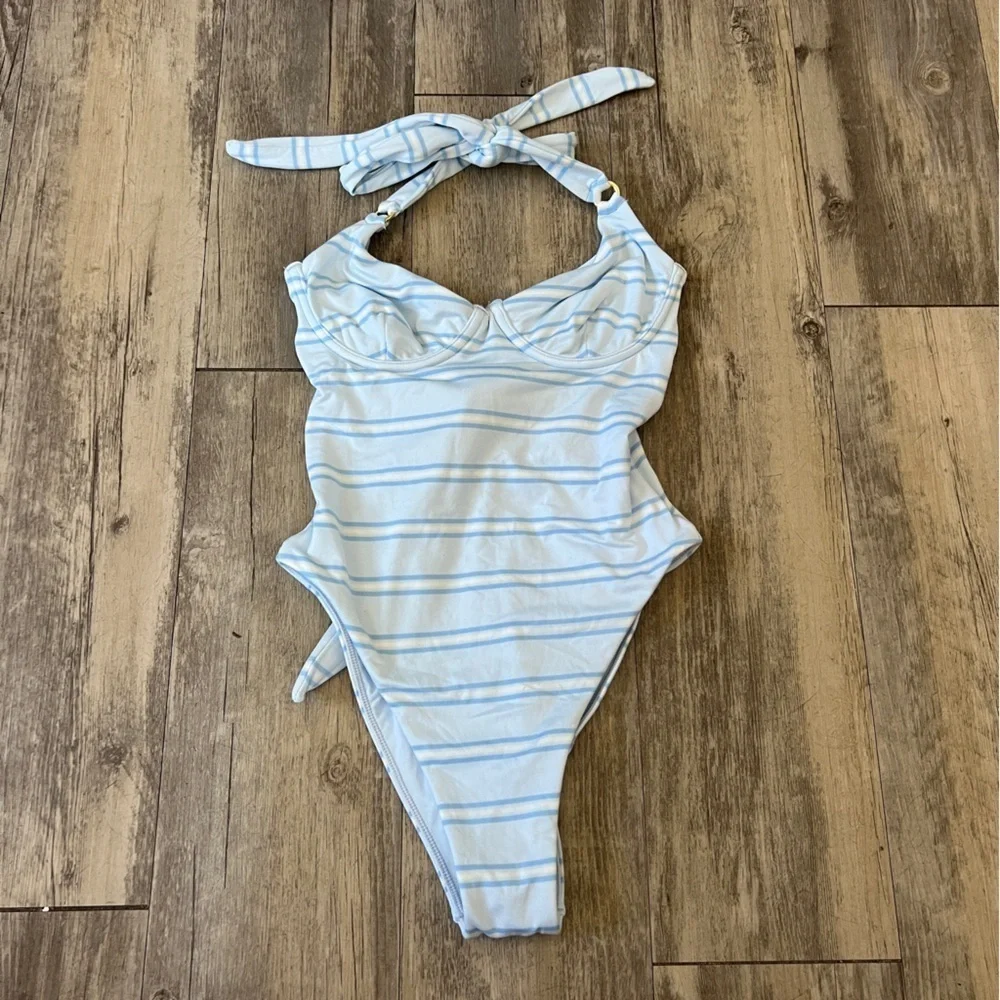 Monday Swimwear Honolulu Underwire One Piece in Ice Stripe